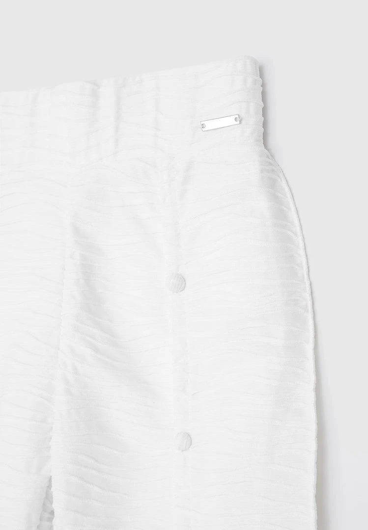 Woman Leggings Flared Mesh Button Up Trousers - Off White CO-ORDS