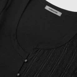 Woman Tops TOPS & T SHIRTS Bandage & Mesh Asymmetric Crop Top - Black