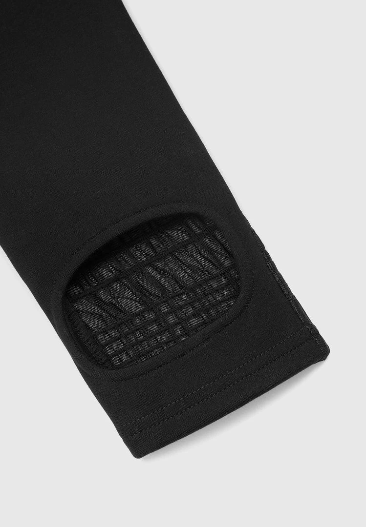 Woman Leggings Bandage & Mesh Cut Out Leggings - Black