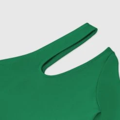 Woman Tops Asymmetric Bodysuit With Sleeve - Green
