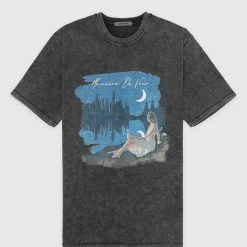 Woman Tops Starry Night Graphic T-Shirt - Washed Black