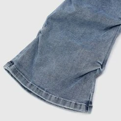 Woman Denim Tacked Denim Flared Jeans - Blue