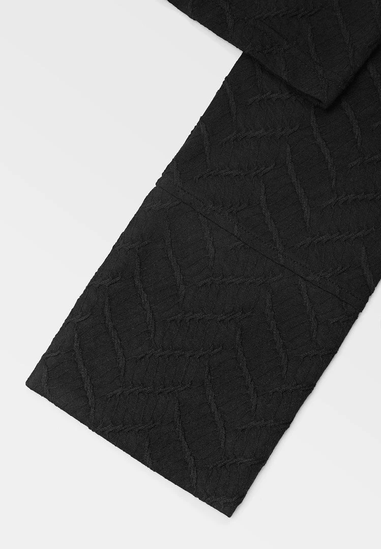 Woman Shirts Textured Long Sleeve Shirt - Black