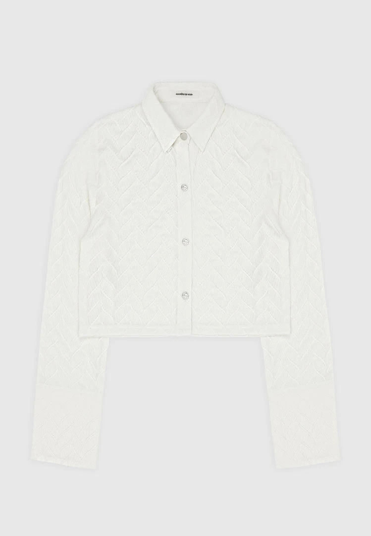 Woman Shirts Textured Long Sleeve Shirt - Off White