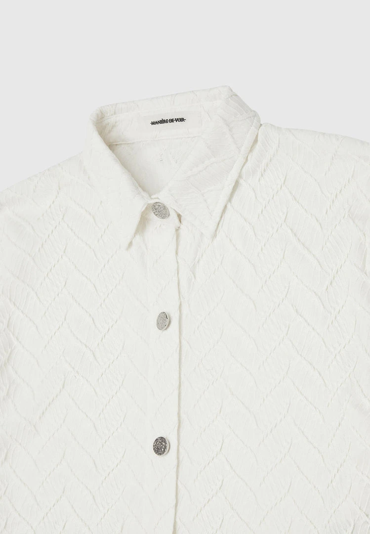 Woman Shirts Textured Long Sleeve Shirt - Off White