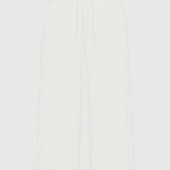 Woman Trousers Textured Wide Leg Trousers - Off White