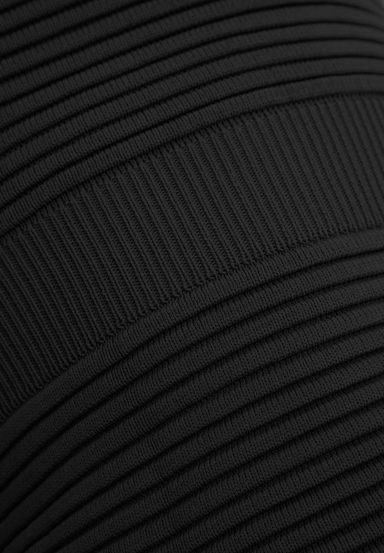 Woman Dresses Knitted Halterneck Mini Dress With Sleeves - Black