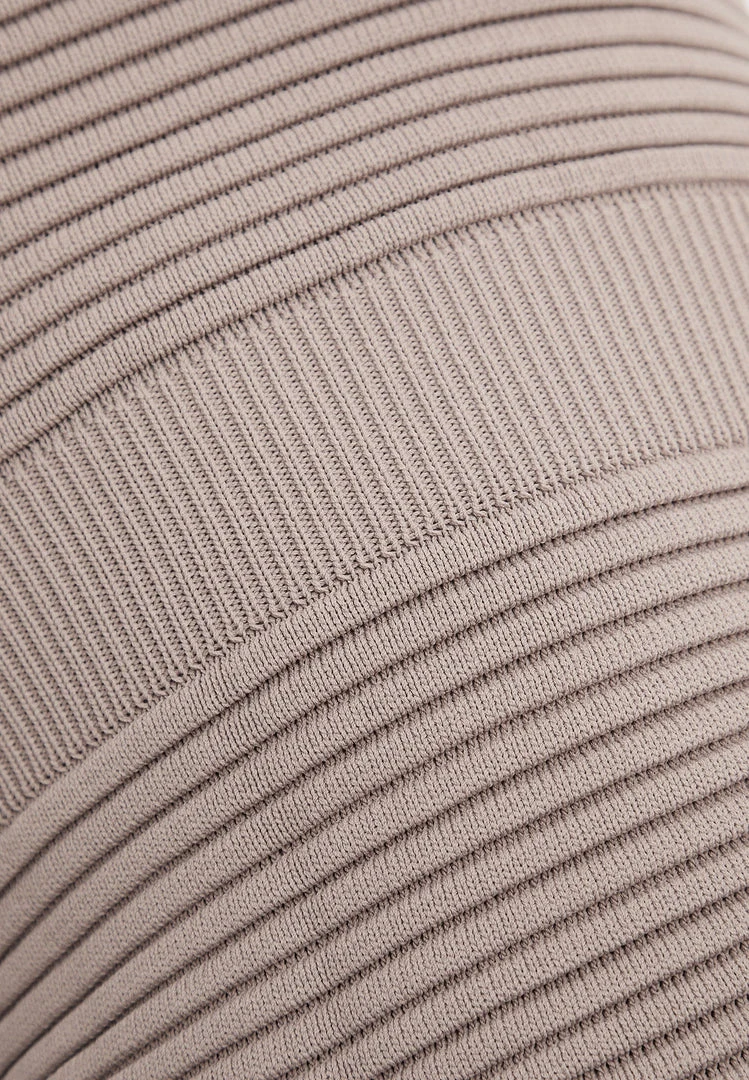 Woman Dresses Knitted Halterneck Mini Dress With Sleeves - Taupe