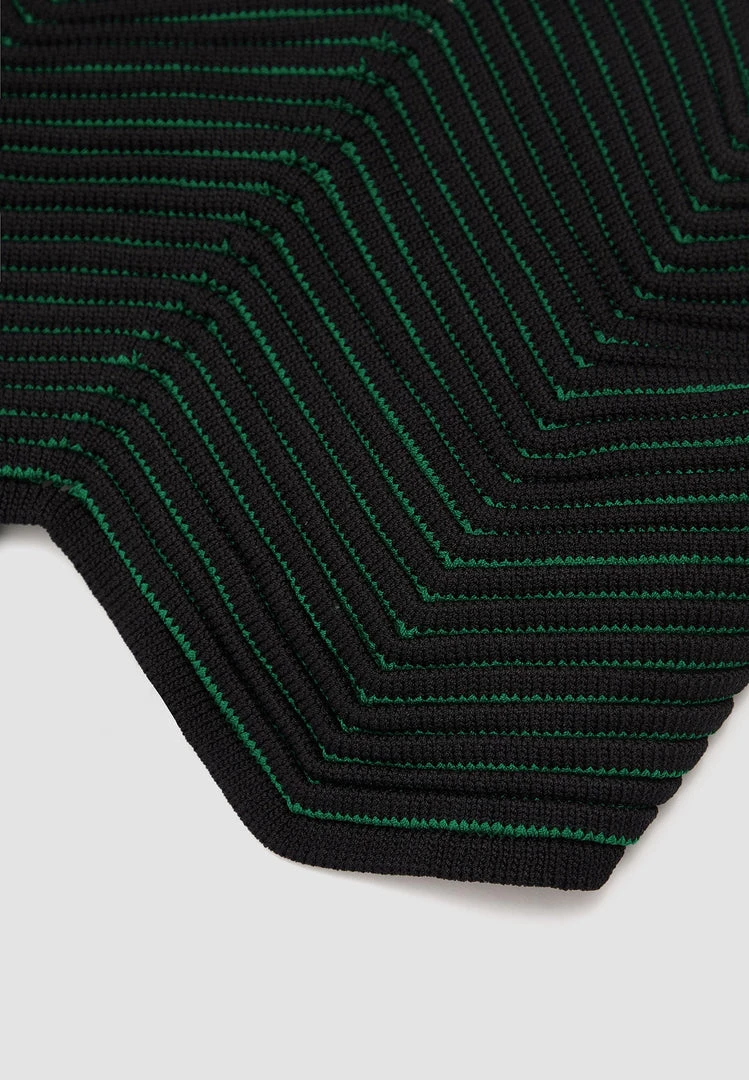Woman Tops Knitted Contour Halterneck Top - Black/Green TOPS & T SHIRTS