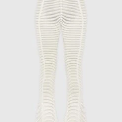 Woman Trousers Knitted Contour Trousers - Off White/Beige