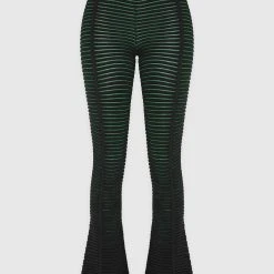 Woman Trousers Knitted Contour Trousers - Black/Green