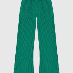 Woman Trousers Pleated Wide Leg Trousers - Green