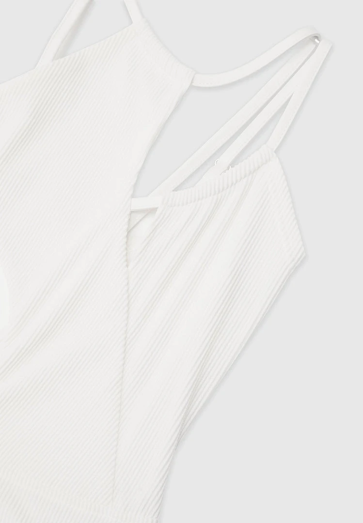 Woman Tops Ribbed Cut Out Bodysuit - Off White