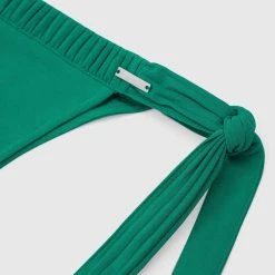 Woman Swim SWIMWEAR Pleated Bikini Bottoms - Green