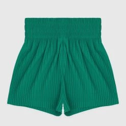 Woman Shorts Pleated High Waisted Shorts - Green