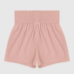 Woman Shorts Pleated High Waisted Shorts - Pink