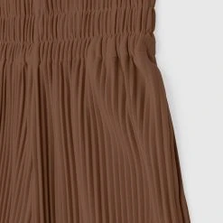 Woman Shorts Pleated High Waisted Shorts - Brown