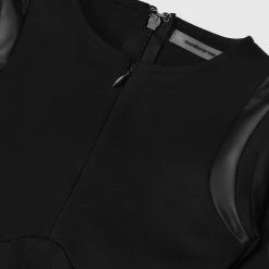 Woman Jumpsuits Vegan Leather & Bandage Contour Jumpsuit - Black