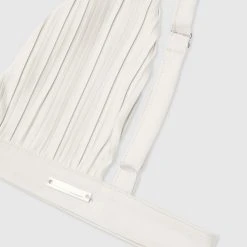 Woman Swim SWIMWEAR Pleated Satin Bikini Top - Off White