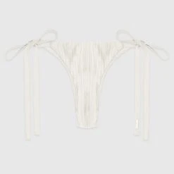 Woman Swim SWIMWEAR Pleated Satin Bikini Bottoms - Off White