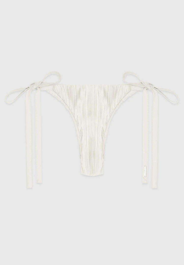 Woman Swim SWIMWEAR Pleated Satin Bikini Bottoms - Off White