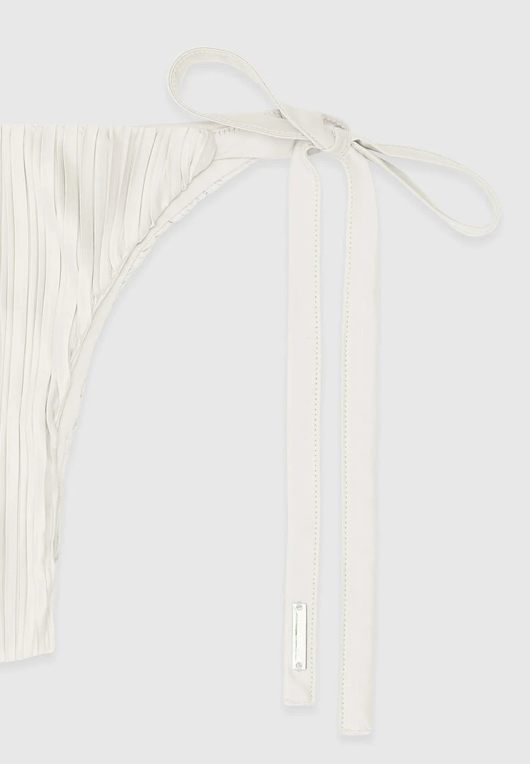 Woman Swim SWIMWEAR Pleated Satin Bikini Bottoms - Off White