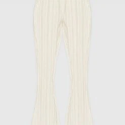 Woman Trousers Pleated Satin Flared Trousers - Off White