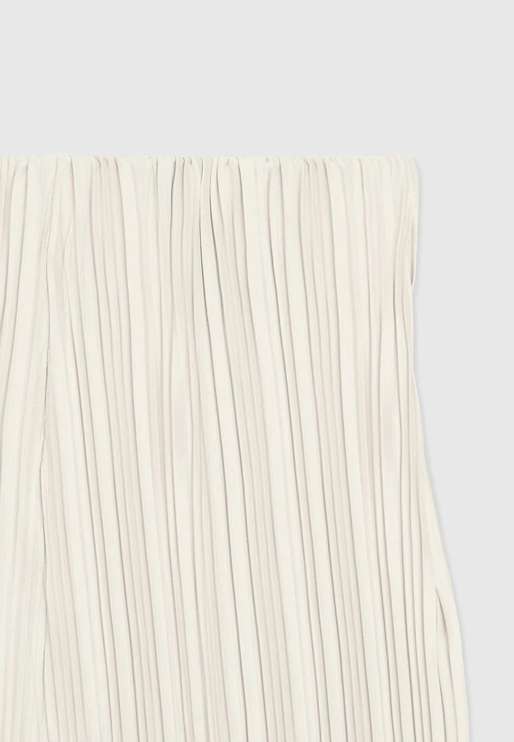 Woman Trousers Pleated Satin Flared Trousers - Off White