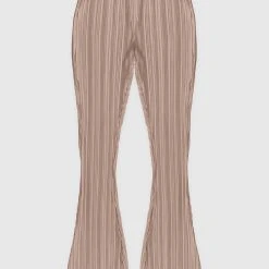 Woman Trousers Pleated Satin Flared Trousers - Mocha