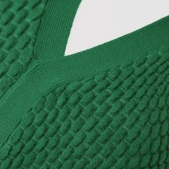 Woman Tops Bubble Knit Polo Crop Top - Green