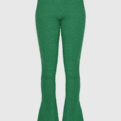 Woman Trousers Bubble Knit Trousers - Green