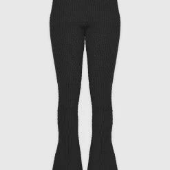 Woman Trousers Bubble Knit Trousers - Black