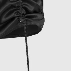 Woman Dresses Ruched Satin Mini Dress - Black