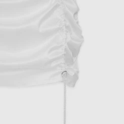 Woman Dresses Ruched Satin Mini Dress - White