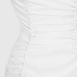 Woman Dresses Ruched Satin Mini Dress - White