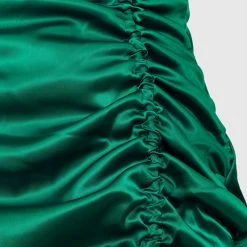 Woman Dresses Ruched Satin Mini Dress - Green