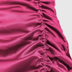 Woman Dresses Ruched Satin Mini Dress - Hot Pink