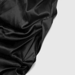 Woman Trousers Tacked Satin Flared Trousers - Black