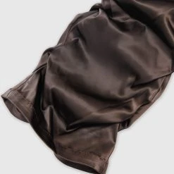 Woman Trousers Tacked Satin Flared Trousers - Brown