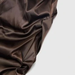 Woman Trousers Tacked Satin Flared Trousers - Brown