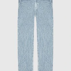 Woman Denim Textured Denim Mom Jeans - Blue