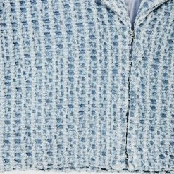 Woman Jackets Textured Denim Blazer Jacket - Blue