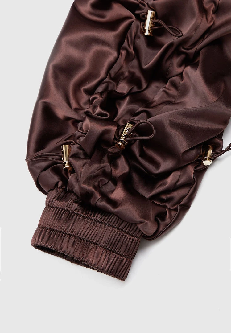 Woman Trousers CARGO PANTS & JOGGERS Satin Bungee Ruched Cargo Pants - Brown/Gold