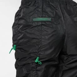 Woman Trousers Nylon Bungee Ruched Cargo Pants - Black/Green