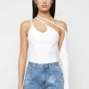 Woman Tops BODYSUITS One Sleeve Bandage Bodysuit - White