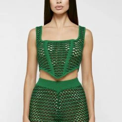 Woman Tops Crochet Corset Top - Green