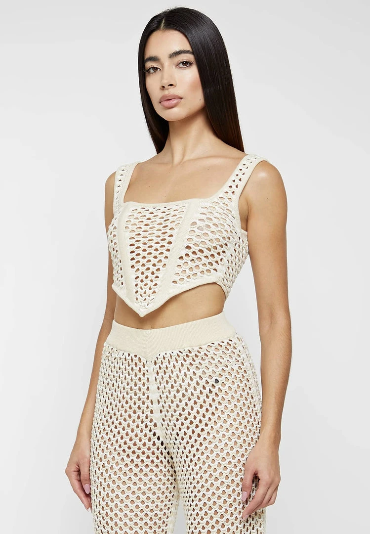 Woman Tops TOPS & T SHIRTS Crochet Corset Top - Beige/Off White