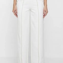 Woman Trousers Tailored Corset Detail Trousers - White/Beige