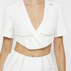 Woman Jackets Corset Blazer Jacket - White/Beige