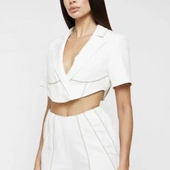 Woman Jackets Corset Blazer Jacket - White/Beige